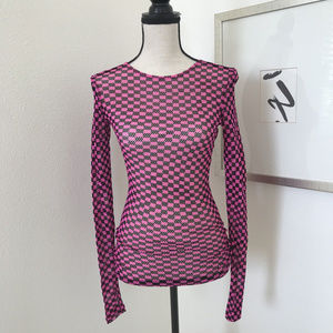 BOND STREET EXIT Fishnet Top size L Checkered